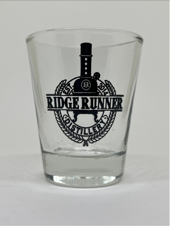 Ridge Runner Distillery Other - Ridge Runner Distillery Shot Glass (Pennsylvania) - Clear with Black Logo